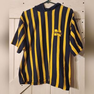 Vintage 90s Michigan Wolverines Short Sleeve Rugby Style Hoodie. Size M.